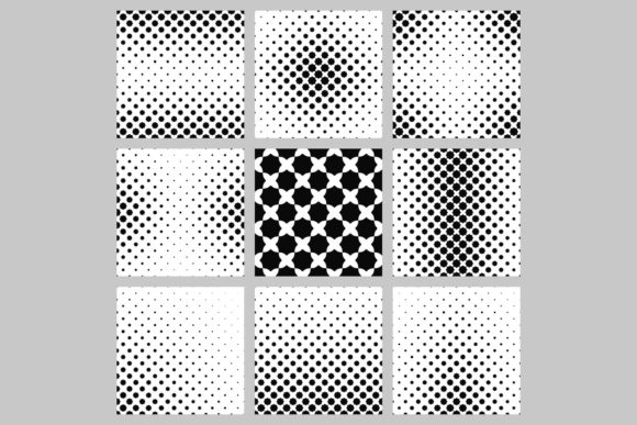 9 Monochrome Patterns and Black and White Octagon Pattern Background Design Set