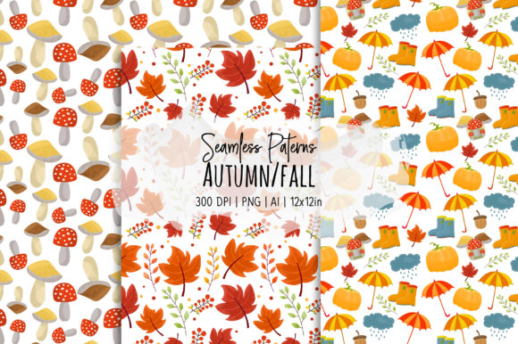 Autumn Fall Seamless Vector Patterns