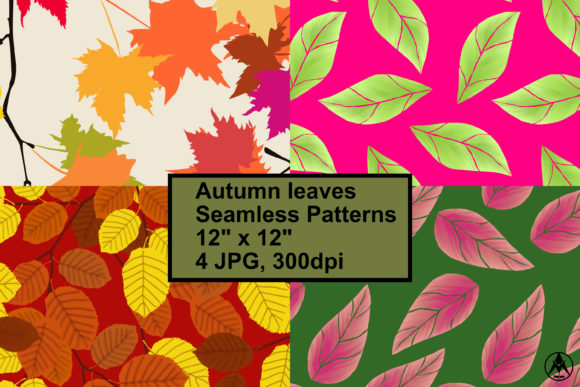 Autumn Leaves Seamless Patterns – 12x12in High Resolution for Design Projects