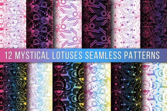 Colored Lotus Seamless Patterns Set: A Versatile Resource for Creative Design