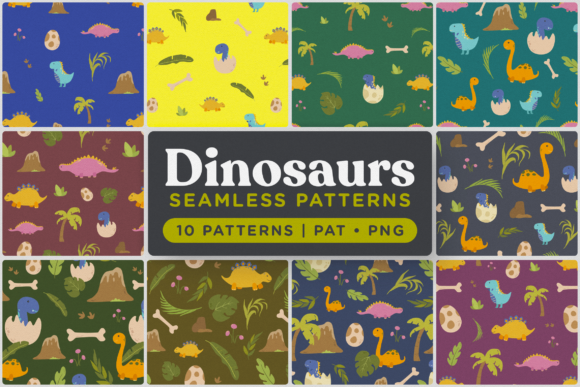 Cute Dinosaurs Seamless Patterns