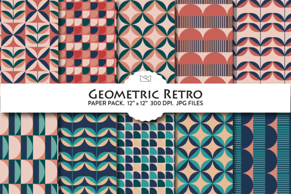 Geometric Retro Digital Paper, Patterns