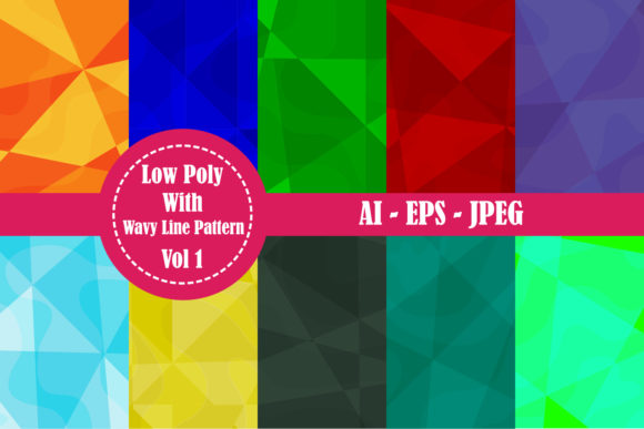 Low Poly with Wavy Line Patterns Vol 1: A Creative Resource for Designers