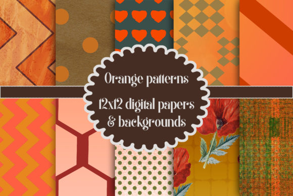 Orange Patterns Digital Paper Set