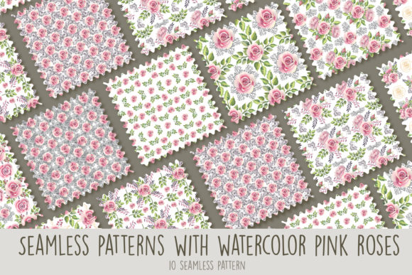 Seamless Patterns with Pink Roses