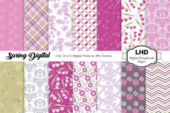 Spring Digital Paper Patterns and 14 Coordinating Papers: A Creative Resource for Designers and Crafters